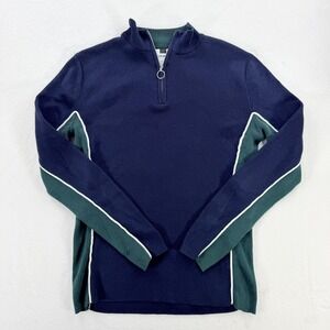 Topman Sweater Mens Small Blue‎ Green 1/4 Zip Mock Neck Striped Knit Pullover
